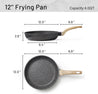 CAROTE Non Stick Frying Pans,Nonstick Granite Fry Pan Egg Pan Omelet Pans, Stone Cookware Chef's Pan, PFOA Free,(Black Granite, 12-Inch)
