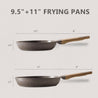 CAROTE Nonstick Frying Pan Skillet,Non Stick Granite Fry Pan Egg Pan Omelet Pans, Stone Cookware Chef's Pan, PFOA Free,Induction Compatible, Brown, 9.5"+11"
