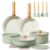 CAROTE 25pcs Pots and Pans Set Non Stick, Cookware Sets, Kitchen Set, Oven/Dishwasher/Fridge Safe, Space Saving Pots Set, Nonstick Set with Versatile Detachable Handle, Induction RV Set, Green