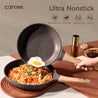 CAROTE Nonstick Frying Pan Skillet,Non Stick Granite Fry Pan Egg Pan Omelet Pans, Stone Cookware Chef's Pan, PFOA Free,Induction Compatible, Brown, 9.5"+11"